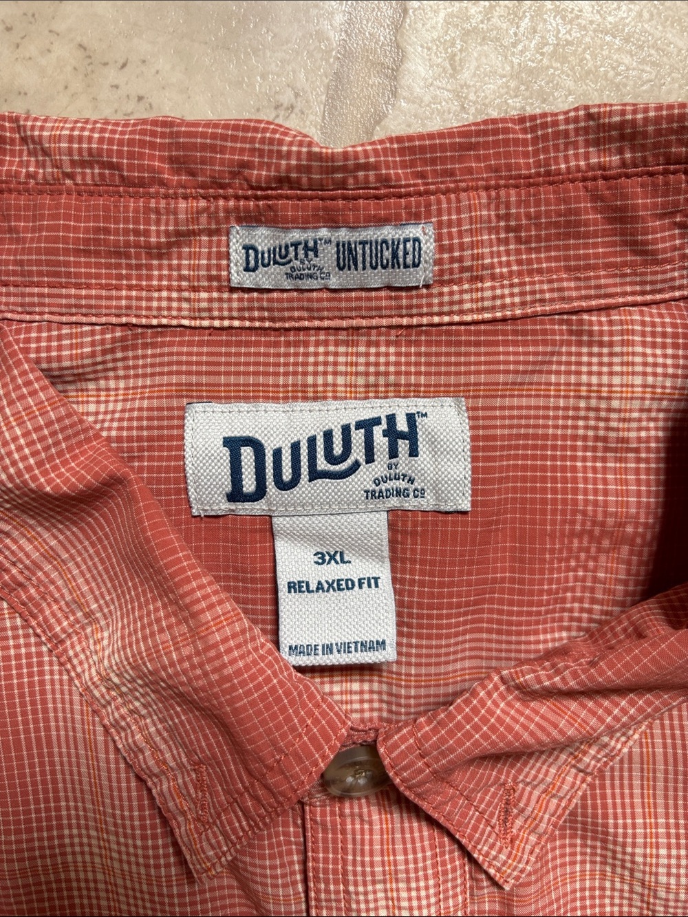 Duluth Trading Co Untucked 3XL Relaxed Fit Short Sleeve Button Shirt XXXL Orange - Picture 3 of 6